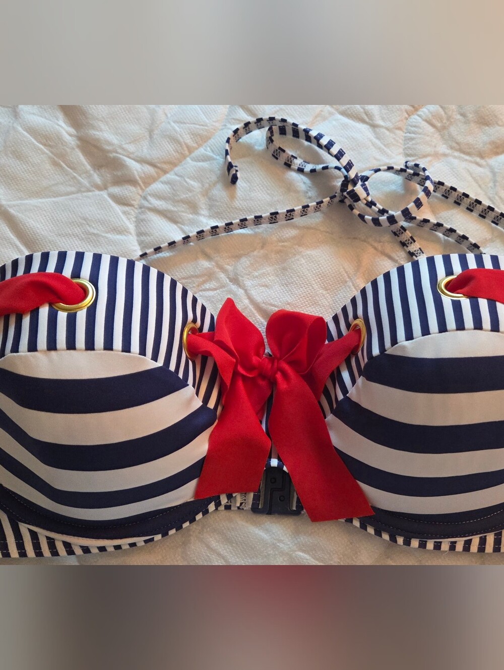 Vintage Kelly Brook for New Look Nautical Striped Bikini Top - UK 36D